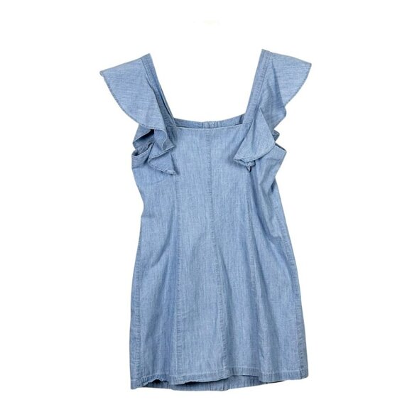 Topshop Ruffle Sleeve Chambray Button Front Dress - Picture 3 of 10